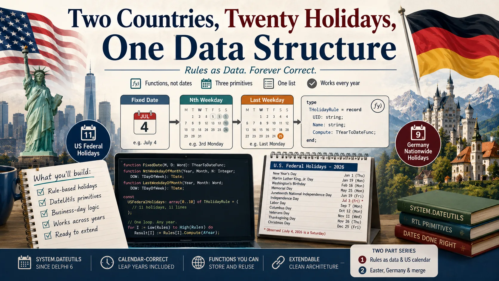 Two Countries, Twenty Holidays, One Data Structure