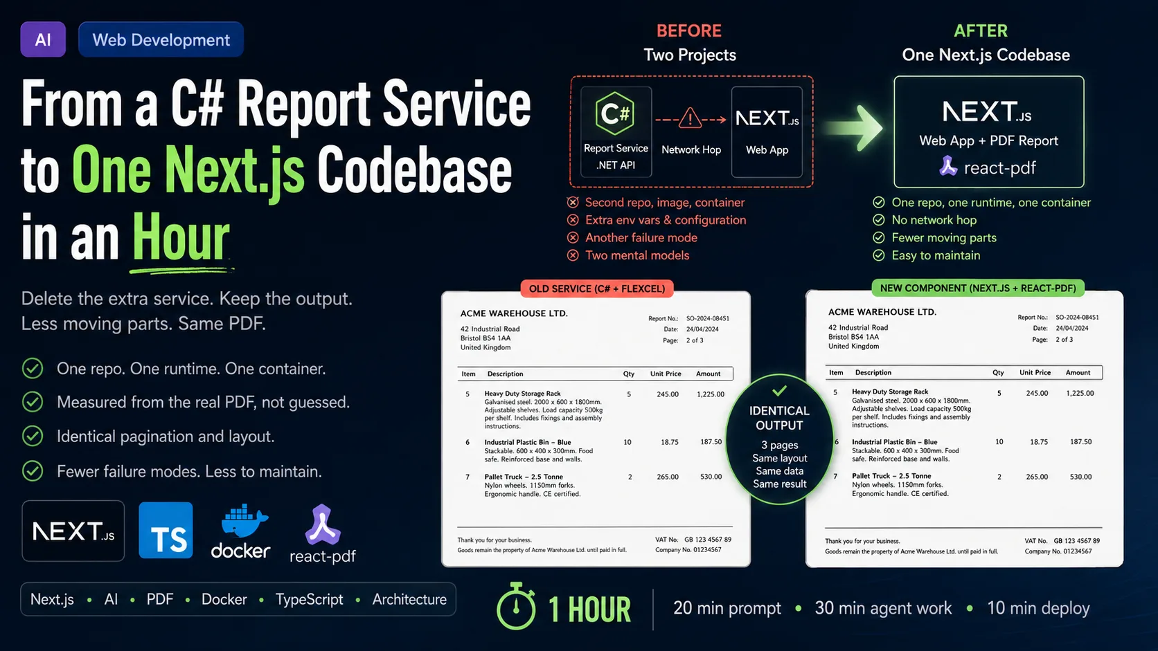 From a C# Report Service to One Next.js Codebase in an Hour