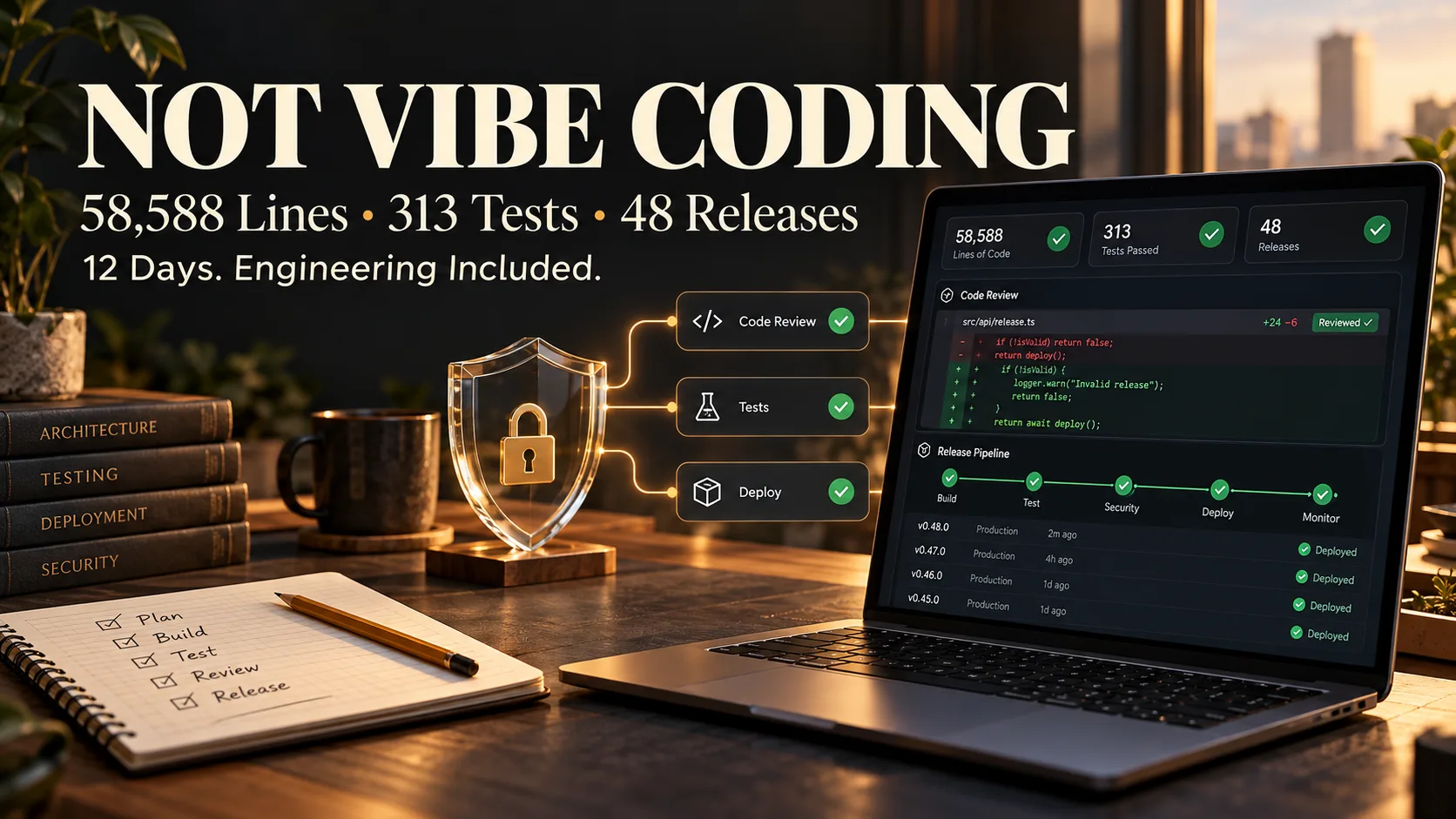 Kein Vibe Coding: 58.588 Zeilen, 313 Tests und 48 Releases in 12 Tagen